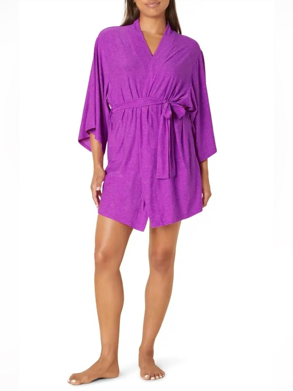 Beyond Yoga Comfort Queen Sleep Robe in Vivid Plum Heather size XS Small